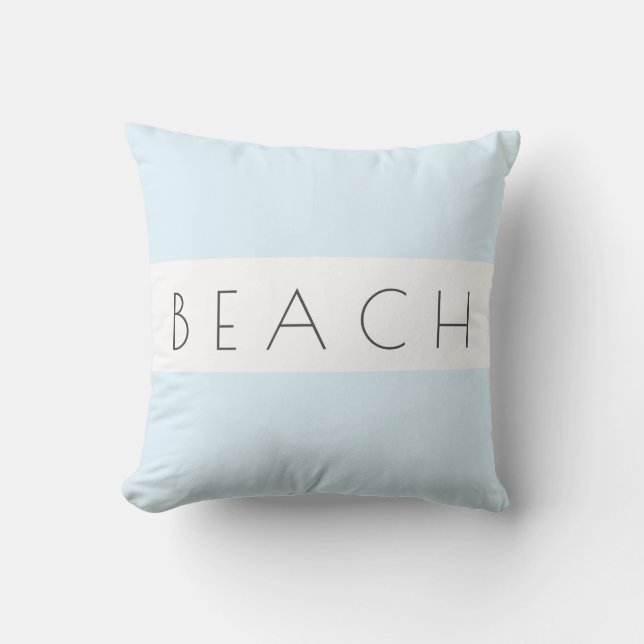 Beach Modern Blue Grey White Coastal Simple Cushion (Front)