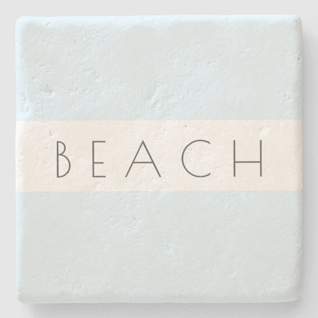 Beach Modern Blue White Typography Coastal Stone Coaster (Front)