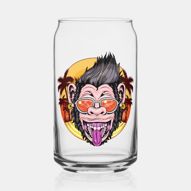 Beach Monkey custom name Can Glass (Front)