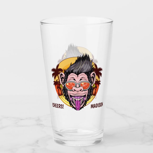 Beach Monkey custom name shot glass (Front)