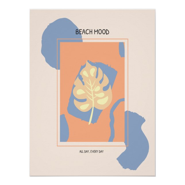 Beach Mood Abstract Tropical Leaf Poster (Front)