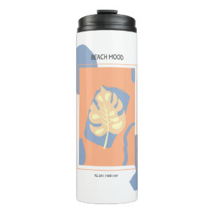 Beach Mood Abstract Tropical Leaf Thermal Tumbler
