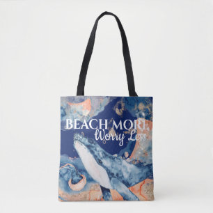 Beach more worry less fun ocean sayings apron tote bag