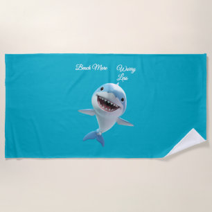 "Beach More, Worry Less" stress-free zone Beach Towel