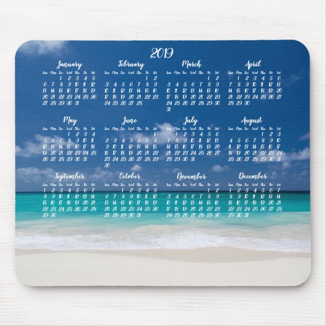 Beach Mouse Pad Calendar 2019 (Front)