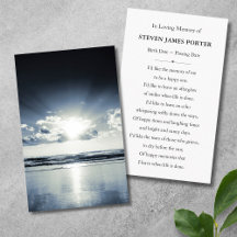 Beach Nature Sympathy Funeral Memorial Card