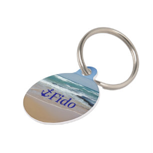 Beach Nautical Blue Anchor Round Name Pet Tag