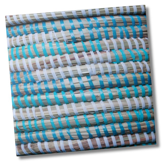 Beach Nautical Blue Rope Pattern Tile (Basket Weave Rope Nautical Coastal Beach Pattern Ceramic)
