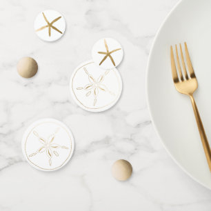 Beach, Nautical Goldl Sand Dollar, Starfish Confetti