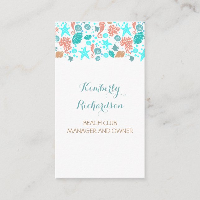 Beach Nautical Underwater Treasures Ocean Pearls Business Card (Front)