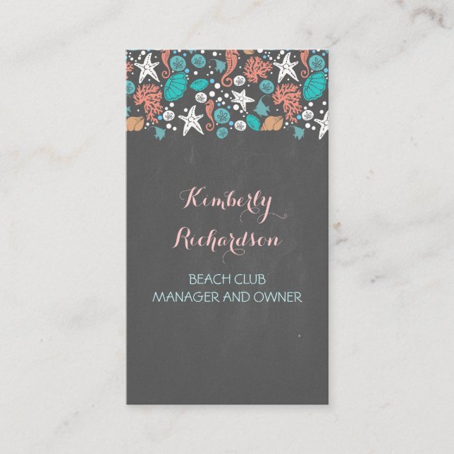 Beach Nautical Underwater Treasures Ocean Pearls Business Card (Front)