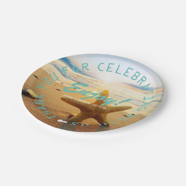 Beach Nautical Wedding Party Personalised Paper Plate (Angled)