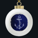 beach navy blue coastal chic nautical  anchor ceramic ball christmas ornament<br><div class="desc">beach navy blue coastal chic nautical  anchor home accessories. Nautical nursery accessories. Coastal home decorations.</div>