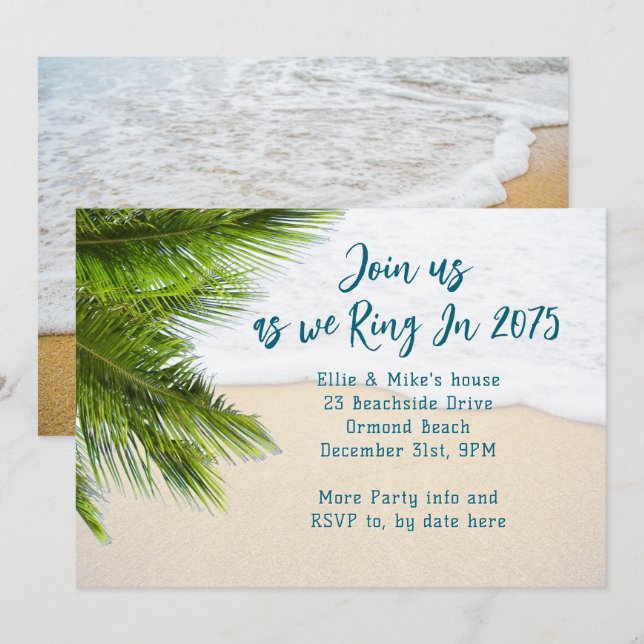 Beach New Years Eve Party Invitation (Front/Back)