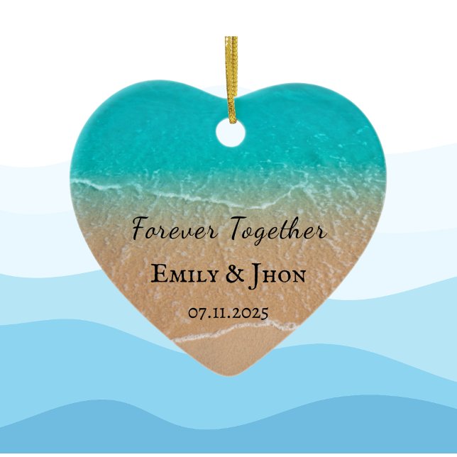 Beach Newly married couple photo Christmas Ceramic Tree Decoration (Creator Uploaded)