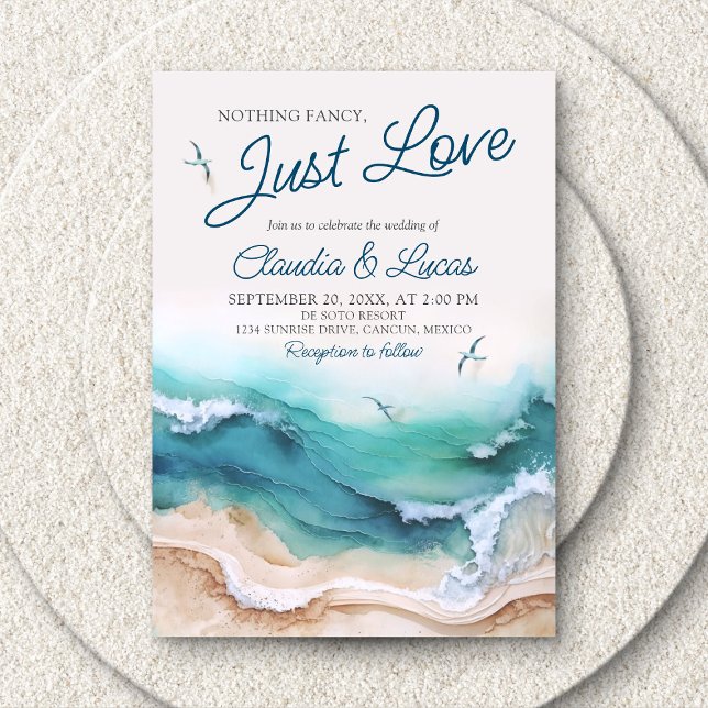 Beach Nothing Fancy Just Love Destination Wedding Invitation (Creator Uploaded)
