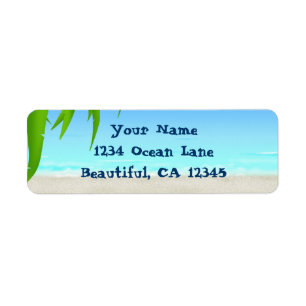Beach, Ocean and Palm Tree Fronds Address