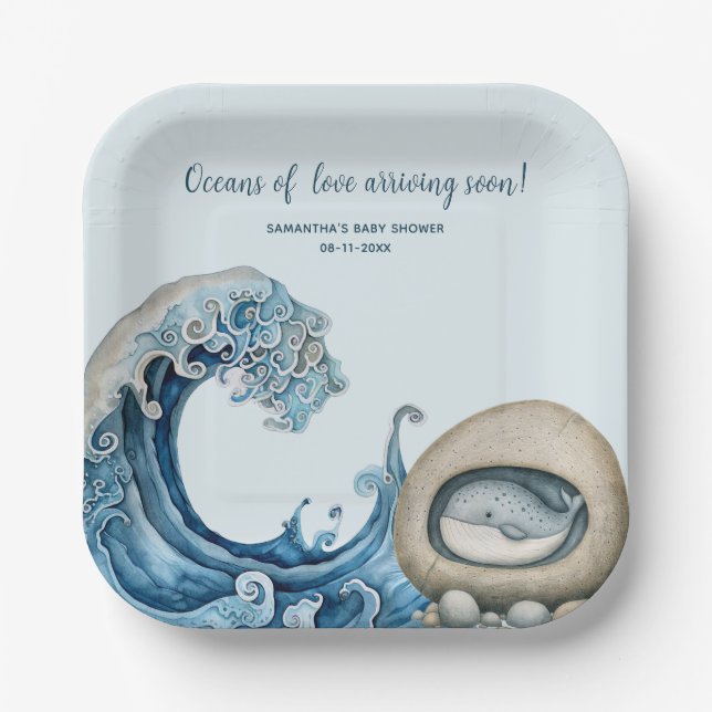 Beach Ocean baby shower Paper Plate (Front)