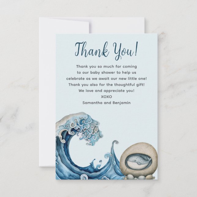 Beach Ocean baby shower Thank You Card (Front)