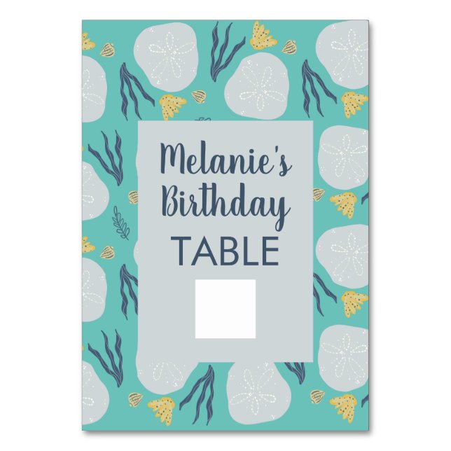 Beach Ocean Birthday Fill In Table Card (Front)