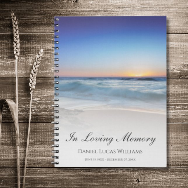 Beach Ocean Blue Memorial or Funeral Guest Book (Creator Uploaded)