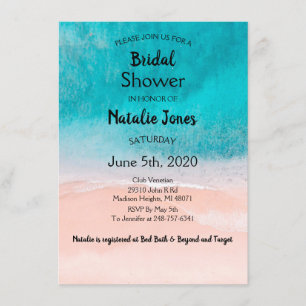 Beach Ocean Blue Seaside Wedding Shower Invitation
