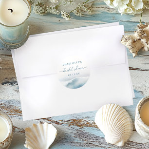 Beach Ocean Bridal Shower  Classic Round Sticker