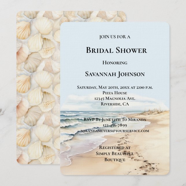 Beach Ocean Bridal Shower Invitation (Front/Back)