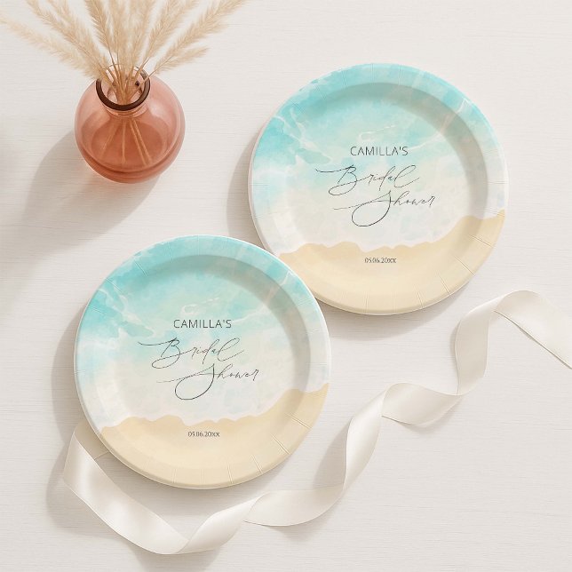 Beach Ocean Bridal Shower  Paper Plate (Creator Uploaded)