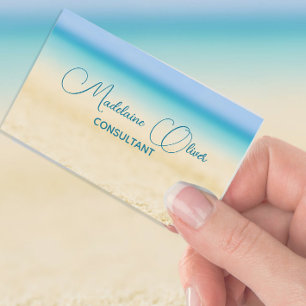 Beach Ocean Coastal Blue Modern Chic Business Card
