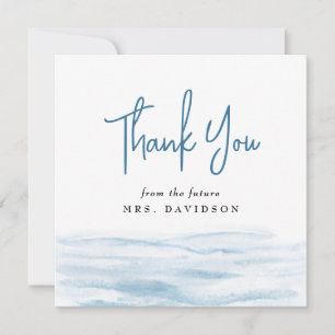 Beach Ocean Coastal Dusty Blue Bridal Shower Thank You Card