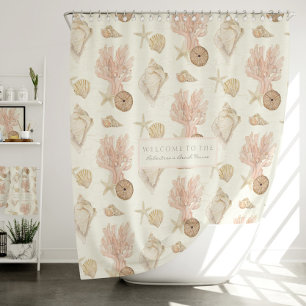 Beach Ocean Coral Starfish Sea Shell Watercolor Shower Curtain