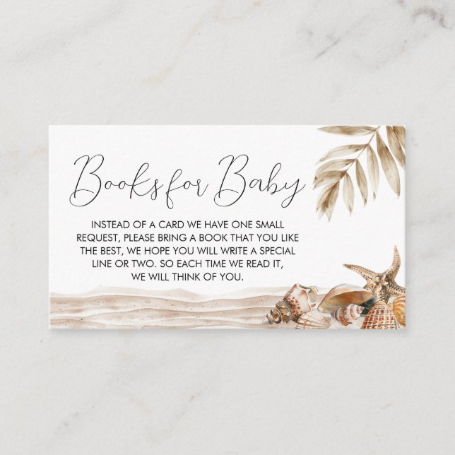 Beach Ocean Corals Baby Shower Books for Baby Enclosure Card (Front)
