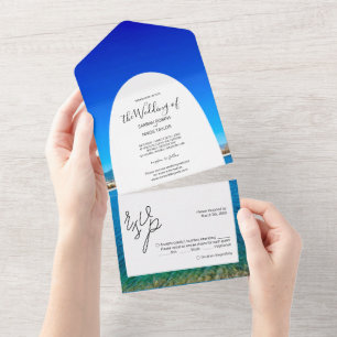 Beach Ocean Costal Wedding All In One Invitation