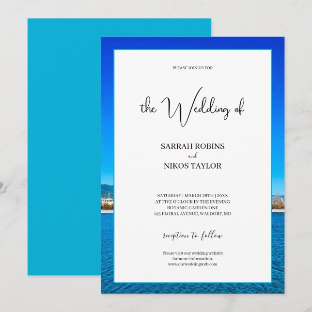 Beach Ocean Costal Wedding Invitation (Front/Back)