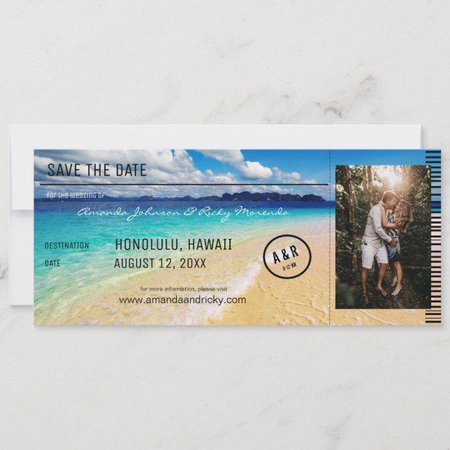 Beach - Ocean Destination with Photo Save the Date Invitation (Front)