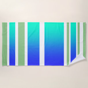 Beach Ocean Front Sand + Surf Aqua Stripes  Towel