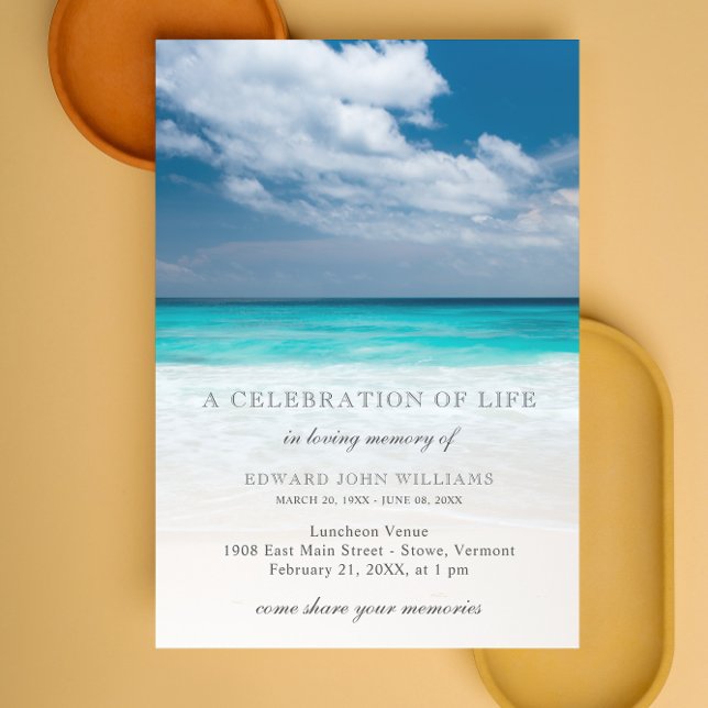 Beach Ocean Funeral Sympathy Celebration of Life Invitation (Beach Celebration of Life Invitation)