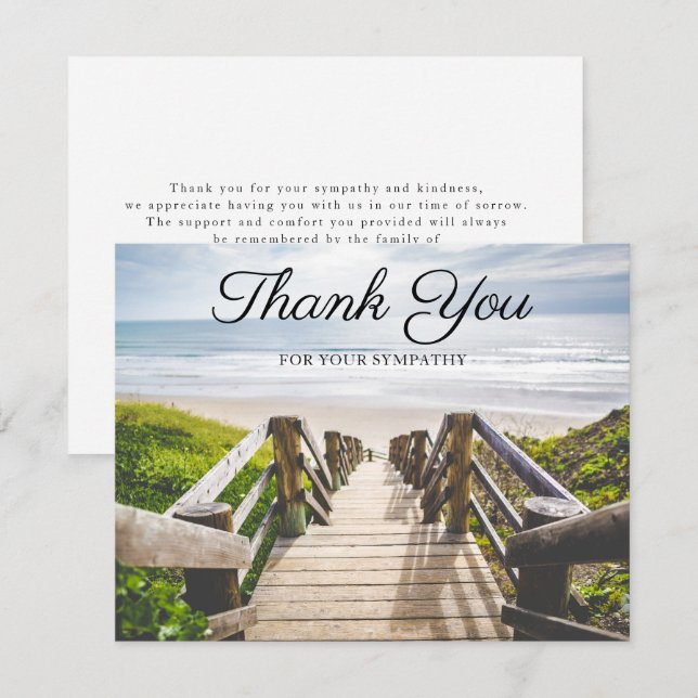 Beach Ocean Funeral Thank You Note Card (Front/Back)
