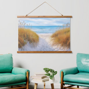 Beach Ocean Grasses Sand Dunes Pathway Art Hanging Tapestry