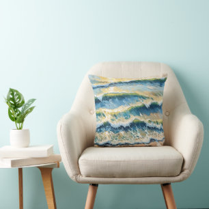 Beach Ocean Green Blue Yellow Design 345 Cushion