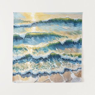 Beach Ocean Green Blue Yellow Design 345 Tapestry