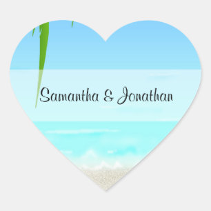 Beach/Ocean Heart Shaped Stickers