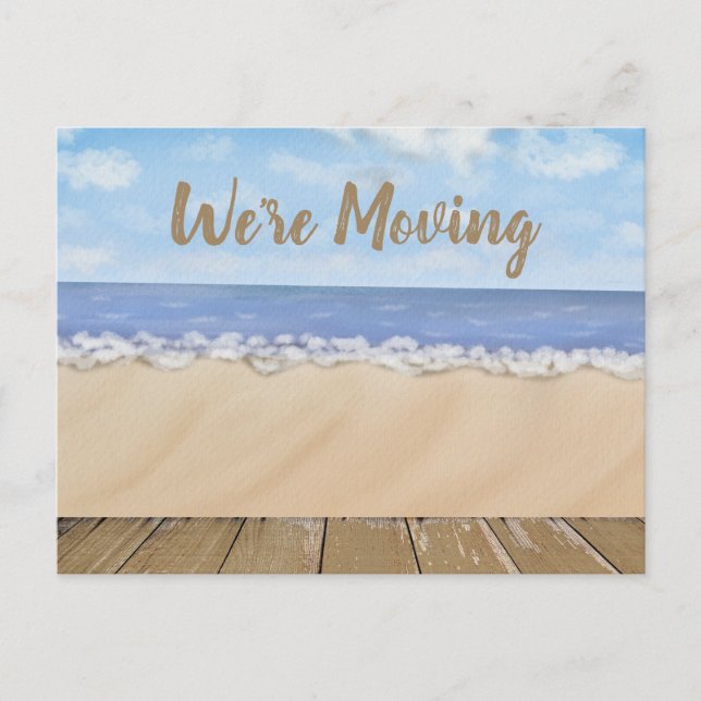 Beach Ocean Landscape Change Address Announcement Postcard (Front)