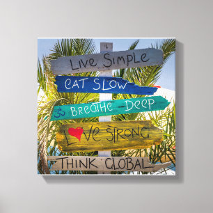 Beach Ocean Live Simple Inspirational Motivational Canvas Print