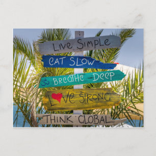 Beach Ocean Live Simple Inspirational Motivational Postcard