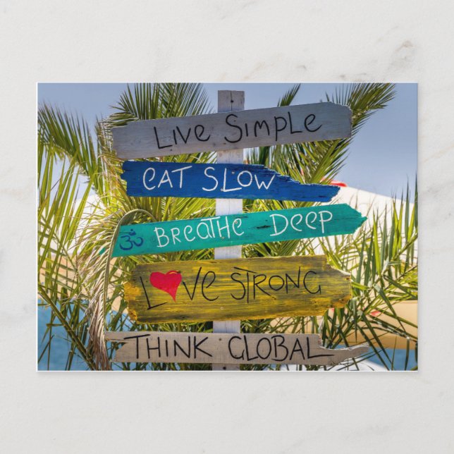 Beach Ocean Live Simple Inspirational Motivational Postcard (Front)