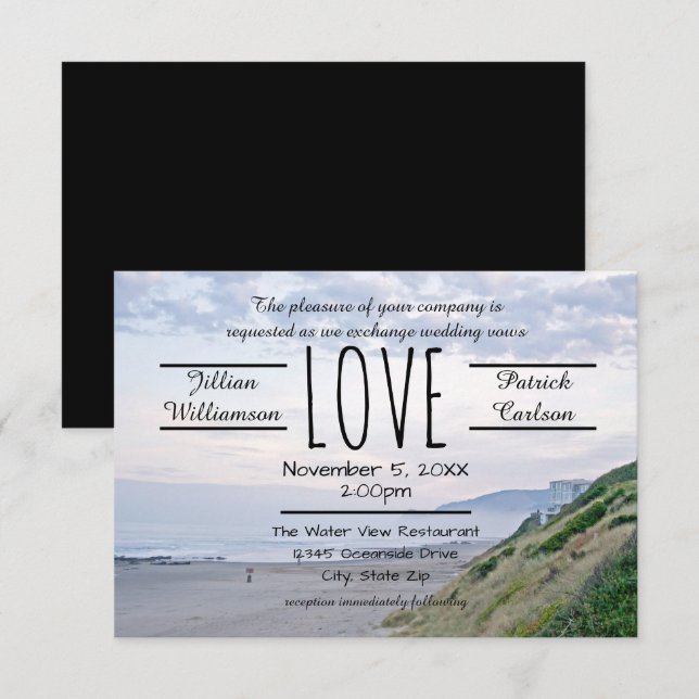 Beach/Ocean Love - 3x5 Wedding Invitation (Front/Back)