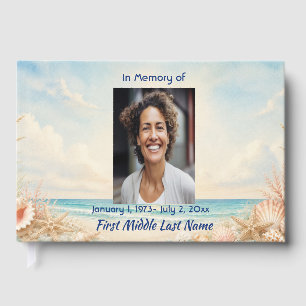 Beach Ocean Memorial Prayer Card Photo Keepsake Guest Book