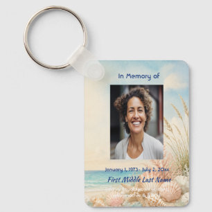 Beach Ocean Memorial Prayer Card Photo Keepsake Key Ring